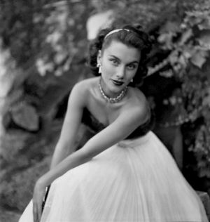 photo vintage site - Clifford Coffin - Linda Christian wearing a sable-banded ball gown 1949.jpg